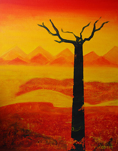 Pouštní krajina 1 - 40x50 cm, akryl na plátně